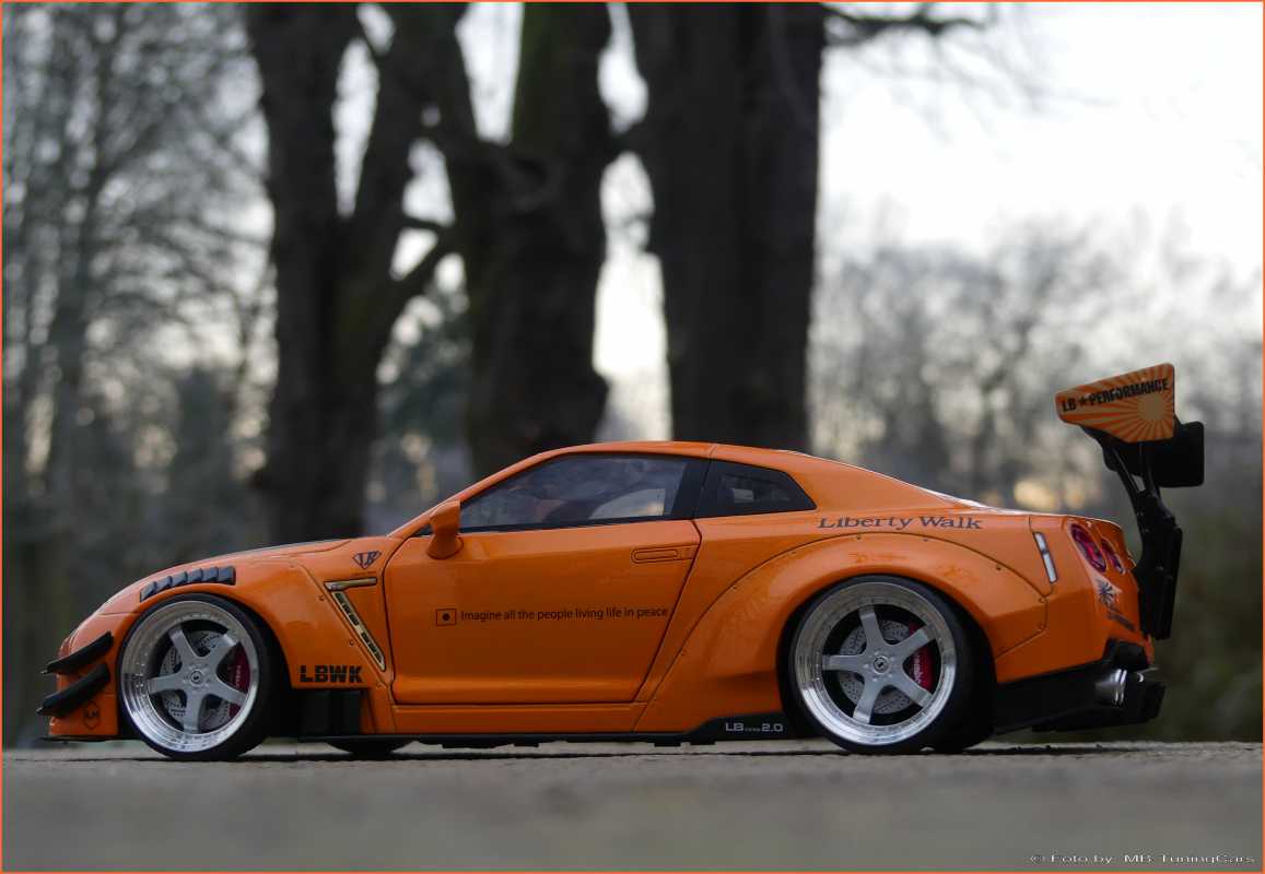 1:18 Nissan GTR35 2.0 LB Work - Orange - Echtalu-PVC-Felgen in OVP